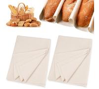 KineticKraft 2 Pieces Large Bakers Clothes, 150 x 60cm Proofing Cloth for Bread Baking, Linen Cloth, Cotton Bread Clothes, Couche Baguette for Rolling Dough Loaf Dough Preparation and Baking