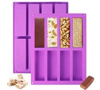 KineticKraft 2 Pieces Silicone Granola Bars Mould, 8 Cavities Cereal Bars Baking Mould, Chocolate Bar Moulds, Craft Soap Making Molds, Soft Baking Pan Moulds for Brownie Pudding Butter Bread