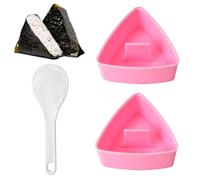 KineticKraft 2 Pieces Triangular Onigiri Mould, Sushi Maker, Pink, Plastic, 136 ml, 3 x 9 x 8 cm, DIY Sushi Making Kit, Rice Ball Mould, Kitchen Tool