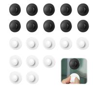 KineticKraft 20 Pieces Self-Adhesive Handles, Stick on Handles, Plastic Round Drawer Knobs, No Drilling Cabinet Handle, Cabinet Handle for Cabinets Kitchen, Glass Wardrobe (Black and White)