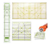 KineticKraft 3 Pieces Acrylic Plastic Sewing Ruler, Quilting Rulers, 15 x 15 cm/15 x 30 cm/5 x 30 cm Cutting Craft Rulers, Fabric Cutting Ruler with Double Colored Grid Lines for Quilting, Patchworks