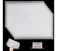 KineticKraft 8 Pieces 7 Count Plastic Mesh Canvas Sheets, 20 x 30 cm Flexible Mesh Sheets, Plastic Needlepoint Canvas, Plastic Mesh Sheet, Eye Mesh for Embroidery Crafts DIY Knit Crochet Projects
