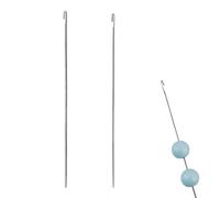 KinetiCore 2 Pcs Metal Beading Needles, 0.5mm & 0.8mm High Carbon Steel Bead Needles, 17cm Long Thin Beading Needles for Jewellery Making, Bracelet Beading, DIY Craft Tools, Silver