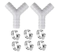 KinetiCore 2 Sets Y-Type Washing Machine Waste Splitter, 20mm Waste Pipe Connector with 6 Hose Clamps, Universal Drain Hose Adapter for Washing Machine, Dishwasher & Kitchen Appliances