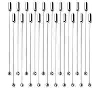 KinetiCore 20Pcs 90mm Silver Metal Brooch Pin Sticks, Round Head Lapel Pin with Secure Stopper Ends, Corsage Boutonniere Pins for DIY Jewellery Making, Tie, Hat, Scarf, Wedding & Craft Accessories