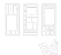KinetiCore 3 Pcs Reusable Planner Stencils, Flexible Clear Mylar Journal Stencils, Multifunctional Drawing Templates for Dot Grid Journal, Scrapbooking & Daily Planning