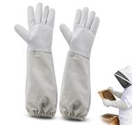 KinetiCore Beekeeping Gloves, Goatskin Leather Protective Beekeeper Gloves with Vented Long Canvas Sleeves, Elastic Cuffs for Sting Protection, Size L