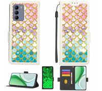 Kinetijy Case Compatible for PCD P65R BENGAL MAX Phone Case Flip Cover [with Tempered Glass Screen Protector][RFID Blocking][Gold Glitter+Luminous] LPT-YL