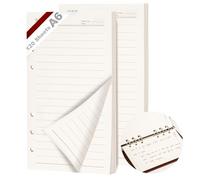 KINETOX 2 Pack A6 Lined Filler Paper 120 Sheets Squared Paper 6-Ring Binder Planner Insert Refill Pad A6 Replacement Papers for Organiser Planner Inserts Notebooks Diaries Sketchbooks Planners