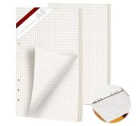 KINETOX 2 Pack A6 Squared Filler Paper 120 Sheets Squared Paper 6-Ring Binder Planner Insert Refill Pad A6 Replacement Papers for Organiser Planner Inserts Notebooks Diaries Sketchbooks Planners