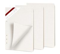 KINETOX 3 Pack A5 Squared Filler Paper 180 Sheets Squared Paper 6-Ring Binder Planner Insert Refill Pad A5 Replacement Papers for Organiser Planner Inserts Notebooks Diaries Sketchbooks Planners