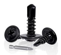 KINETOX 40 Pcs Self Drilling Screws M4.2 x 50mm Stainless Steel 410 Self Tapping Screw Black Wafer Head Tek Screws with PH2 Bit for Furniture Repair Metal Fastening & DIY