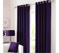 Kinfolk Textile Blackout Thermal Eyelet Ring Top Insulated Pair of Curtains Including 2 Tiebacks (Aubergine, 46" x 72")