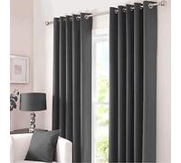 Kinfolk Textile Blackout Thermal Eyelet Ring Top Insulated Pair of Curtains Including 2 Tiebacks (Charcoal Grey, 46" x 72")