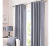 Kinfolk Textile Blackout Thermal Eyelet Ring Top Insulated Pair of Curtains Including 2 Tiebacks (Grey Silver, 90" x 90")