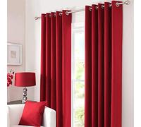Kinfolk Textile Blackout Thermal Eyelet Ring Top Insulated Pair of Curtains Including 2 Tiebacks (Red, 66" x 72")