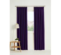 Kinfolk Textile Blackout Thermal Pencil Pleat Tape Top Insulated Pair of Blackout Curtains Including 2 Tiebacks (Aubergine, 66" x 54")