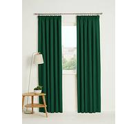 Kinfolk Textile Blackout Thermal Pencil Pleat Tape Top Insulated Pair of Blackout Curtains Including 2 Tiebacks (Emerald Green, 66" x 72")
