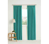 Kinfolk Textile Blackout Thermal Pencil Pleat Tape Top Insulated Pair of Blackout Curtains Including 2 Tiebacks (Teal, 46" x 72")