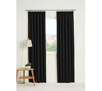 Kinfolk Textile Blackout Thermal Pencil Pleat Tape Top Insulated Pair of Blackout Curtains Including 2 Tiebacks (Black, 66" x 72")