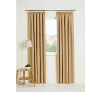 Kinfolk Textile Blackout Thermal Pencil Pleat Tape Top Insulated Pair of Blackout Curtains Including 2 Tiebacks (Cream Natural, 66" x 90")