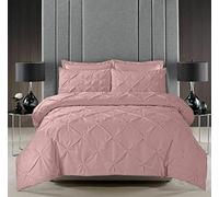 Kinfolk Textile Pintuck Duvet Cover with Pillowcases Bedding Bed Set (Blush Pink, Super King)