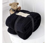 Kinfolk Textile Teddy Fleece Throw Blanket Soft Warm Cuddly Sofa Bedspread Travel Plush Throw (Black, King - 200 x 240 cm)
