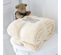 Kinfolk Textile Teddy Fleece Throw Blanket Soft Warm Cuddly Sofa Bedspread Travel Plush Throw (Cream, Single - 100 x 150 cm)