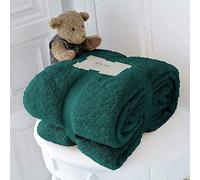 Kinfolk Textile Teddy Fleece Throw Blanket Soft Warm Cuddly Sofa Bedspread Travel Plush Throw (Emerald Green, Single - 100 x 150 cm)