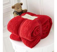 Kinfolk Textile Teddy Fleece Throw Blanket Soft Warm Cuddly Sofa Bedspread Travel Plush Throw (Red, King - 200 x 240 cm)