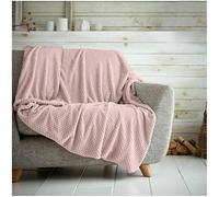 Kinfolk Textile Waffle Throw Honeycomb Blanket Soft Warm Cuddly Sofa Travel Bedspread (Blush Pink, King - 200 x 240cm)