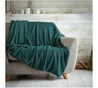 Kinfolk Textile Waffle Throw Honeycomb Blanket Soft Warm Cuddly Sofa Travel Bedspread (Emerald Green, King - 200 x 240cm)