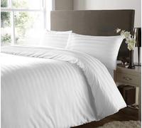 Kinfolk Textille Satin Stripe 400 Thread Count Duvet Cover 100% Egyptian Cotton Bedding Hotel 400TC set with pillowcases (White, Single)