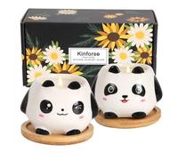 Kinforse Soy Candle Gift Set - 2-Pack Candle Gifts for Women with Bamboo Tray | Aromatherapy Birthday Gifts for Her, Spa Day Relaxation or Unique Presents for Women (Panda)