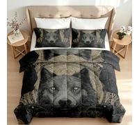King 2 in 1 Coverless Duvet All Season Reversible Wolf Raven