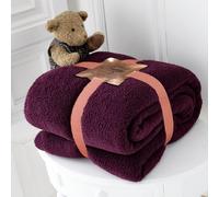 (King 200x240cm, Aubergine) Teddy Bear Fleece Throw Ultra Soft Warm Cosy Cuddly