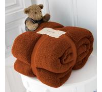 (King 200x240cm, Rust) Teddy Bear Fleece Throw Ultra Soft Warm Cosy Cuddly
