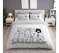 King (220 x 230 + 2 x 50 x 80),White Luxury Bedding Duvet Cover with Pillowcase Soft, Fluffy, Breathable, No Ball, Bedding for Kids and Adults - Minimalist Animals Gathering Giraffe