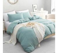 (King (220cm x 230cm), Sage Green) Luxury Prewashed Microfiber Duvet Cover Set with Zipper Closure