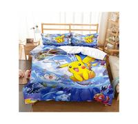 (King-230*220, 20) Pokémon Cartoon Bedding Single Double Quilt Cover 3D Cartoon