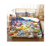 (King-230*220, 25) Pokémon Cartoon Bedding Single Double Quilt Cover 3D Cartoon