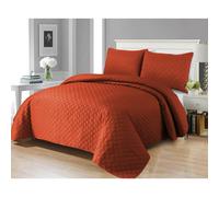 (King-250x250cm) Luxurious 3 PCS Orange Bedspread Embossed Quilted Sofa Bed Cover Bedding Set