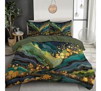 King 3D Swirl Marble Duvet Cover Set Microfiber Bedding Set 3 Piece With 2 Pillowcases Fashion Art With Zipper,Soft Blue Gold Quilt Cover All Season For Child Aldult