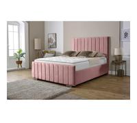 (King 5Ft, Pink) Lisbon Plush Velvet Upholstered Bed