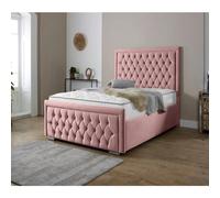 (King 5Ft, Pink) Valencia Plush Velvet Upholstered Bed