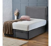 (King-5ft (Side Lift Opening), Steel Plush) DIVAN BED UPHOLESTERED HEADBOARD OTTOMAN LIFT UP STORAGE+MATTRESS