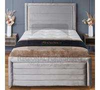 (King-5ft (Without Gaslift), Silver Plush) BumperBar Border Plush Velvet Bed Frame Ottoman Storage Bed+Mattress