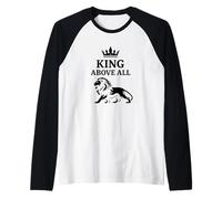 King Above All Crown Lion Biblical Faith God Design Raglan Baseball Tee