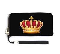 King and Crowned Leather Large Capacity Wallet with Wrist Strap Credit Card Holder Wallets Travel Purse Handbags