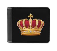 King and Crowned Leather Men's Bifold Wallet Minimalist Coin Purse with Hidden Slots Simple Credit Card Holder Gifts